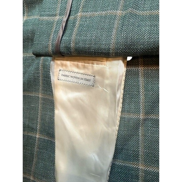 Jack Victor Blazer Mens Size 44L Austin Green Plaid Sport Coat Wool Silk Linen - Picture 4 of 13